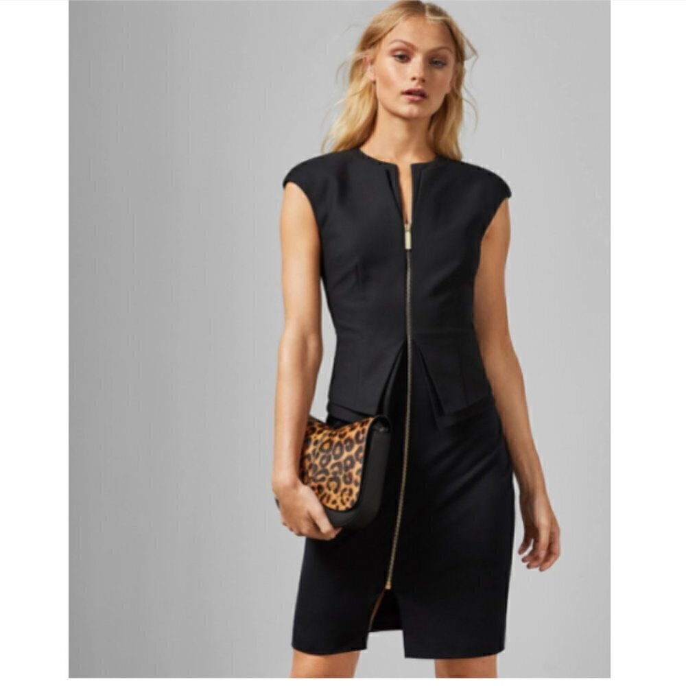 Ted Baker Structured Zip Peplum Classic Black Dress